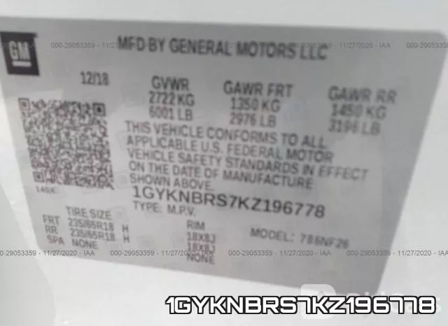 1GYKNBRS7KZ196778 фото 9