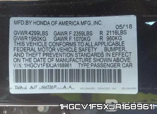 1HGCV1F5XJA168961 фото 10
