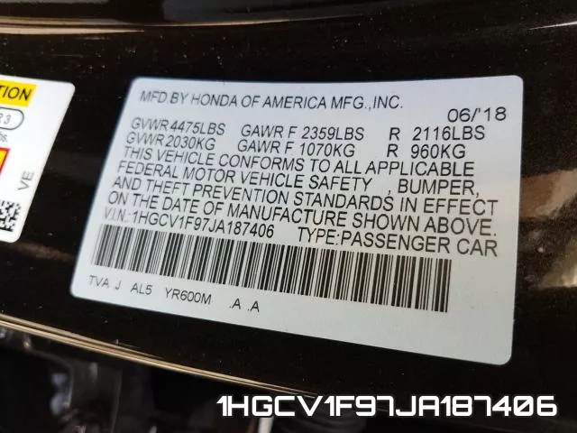 1HGCV1F97JA187406 фото 2