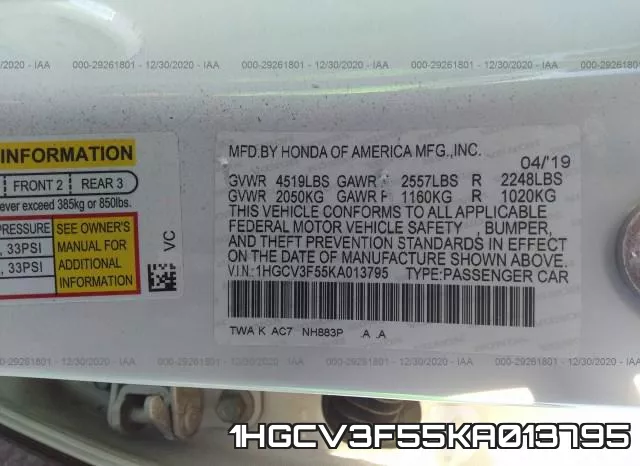 1HGCV3F55KA013795 фото 7