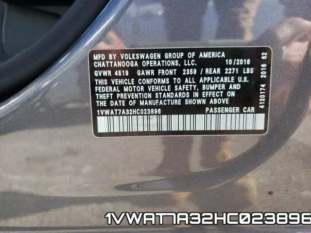 1VWAT7A32HC023896 фото 2