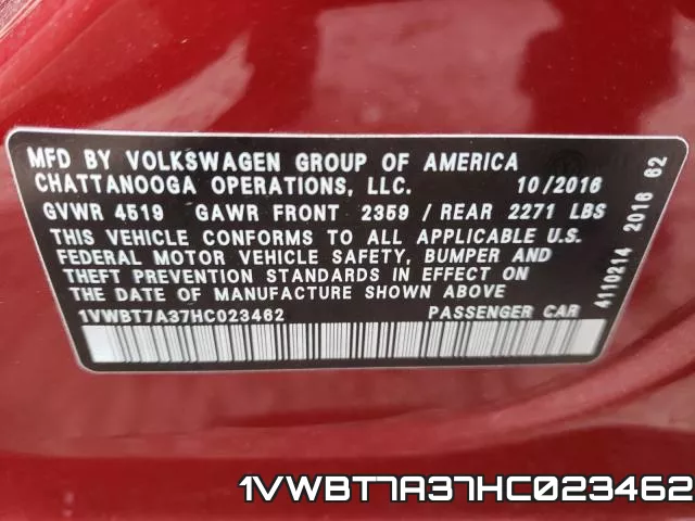 1VWBT7A37HC023462 фото 2