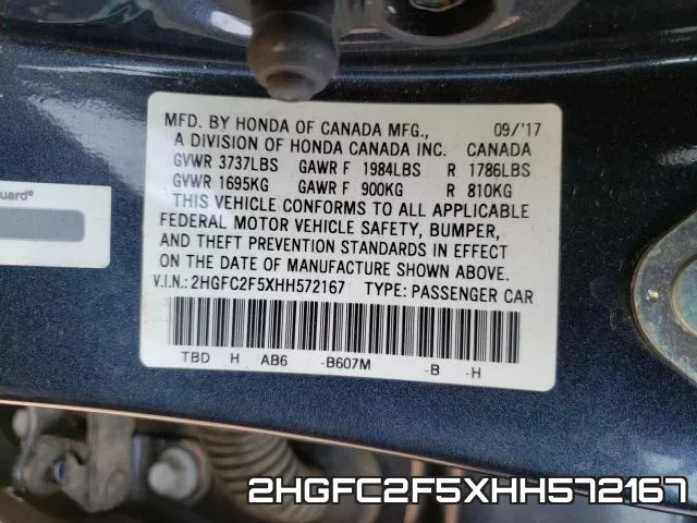 2HGFC2F5XHH572167 фото 2