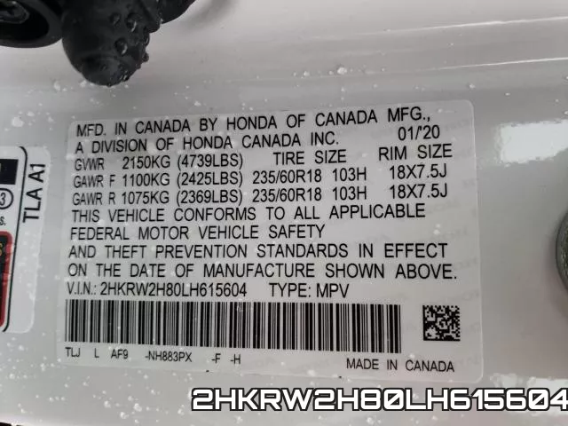 2HKRW2H80LH615604 фото 2