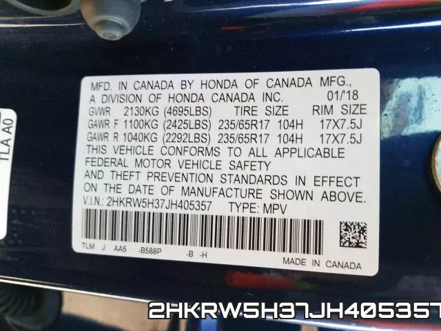 2HKRW5H37JH405357 фото 2
