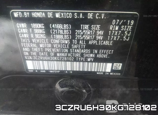 3CZRU6H30KG728102 фото 9