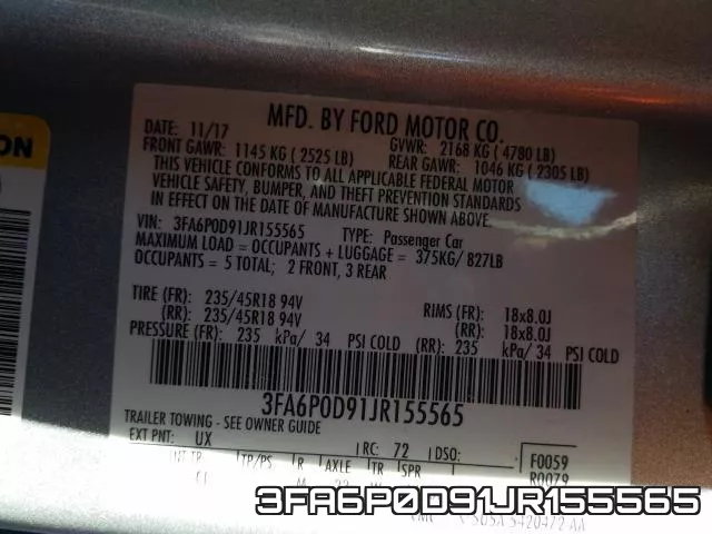 3FA6P0D91JR155565 фото 2