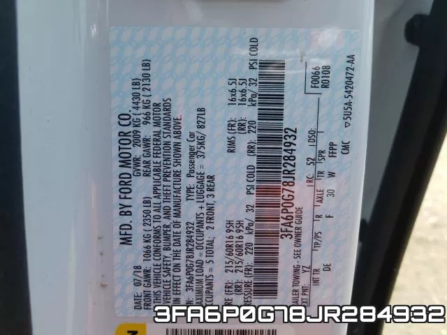 3FA6P0G78JR284932 фото 2