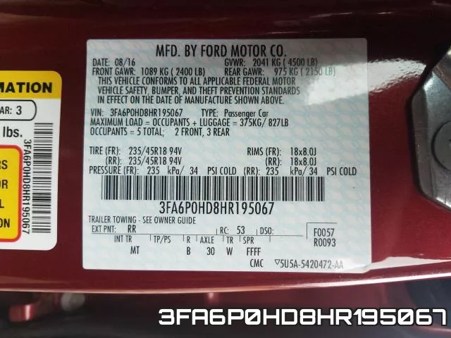 3FA6P0HD8HR195067 фото 2
