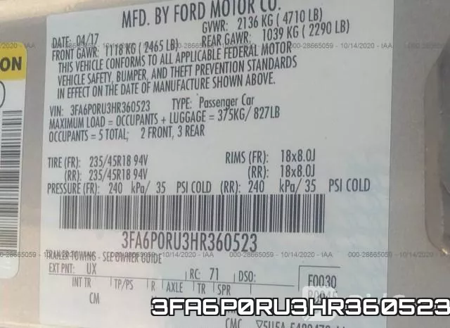 3FA6P0RU3HR360523 фото 9