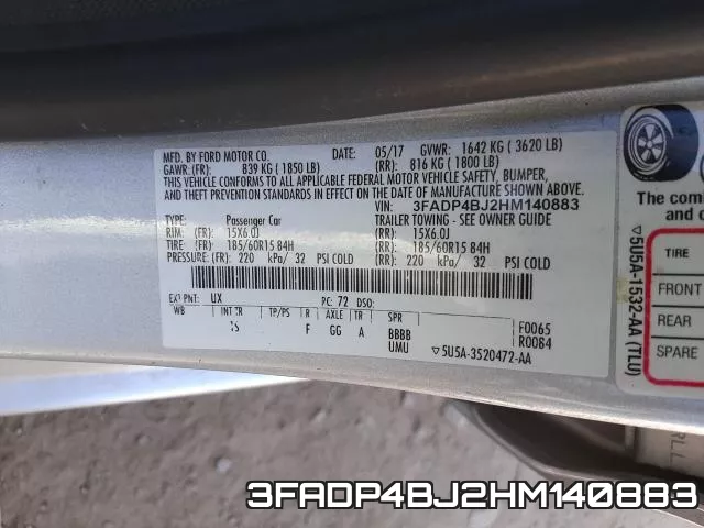 3FADP4BJ2HM140883 фото 2