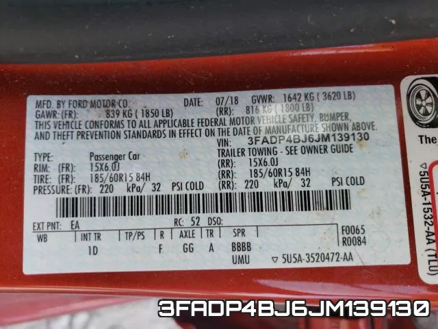3FADP4BJ6JM139130 фото 2