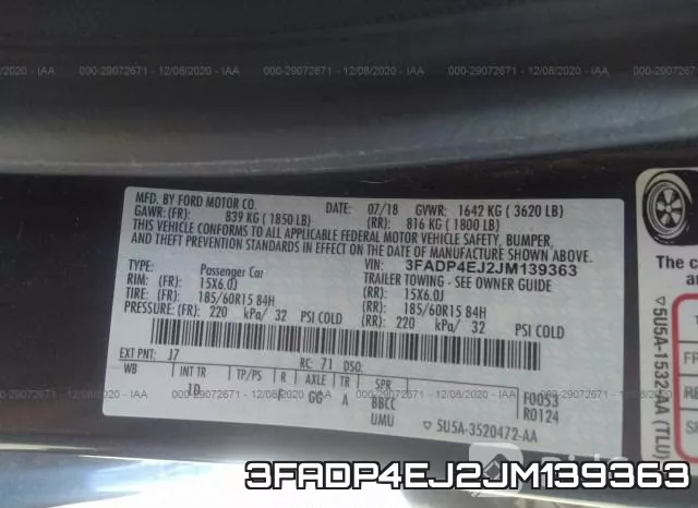 3FADP4EJ2JM139363 фото 8