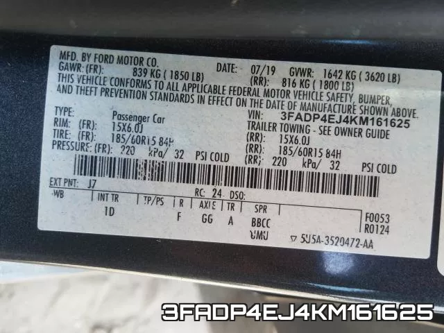 3FADP4EJ4KM161625 фото 2