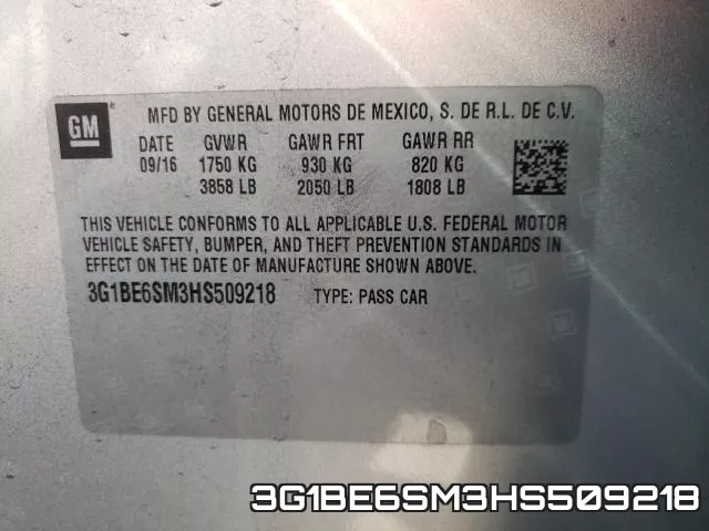 3G1BE6SM3HS509218 фото 2