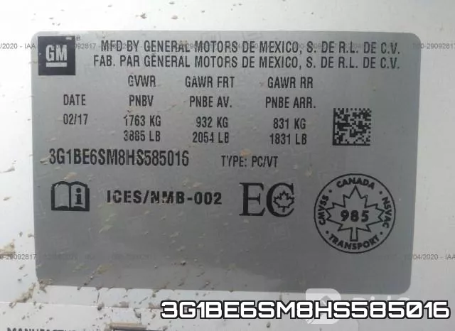 3G1BE6SM8HS585016 фото 10