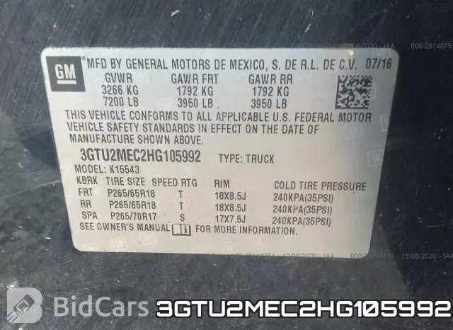 3GTU2MEC2HG105992 фото 8