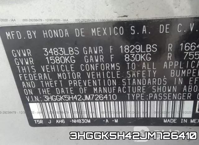 3HGGK5H42JM726410 фото 10