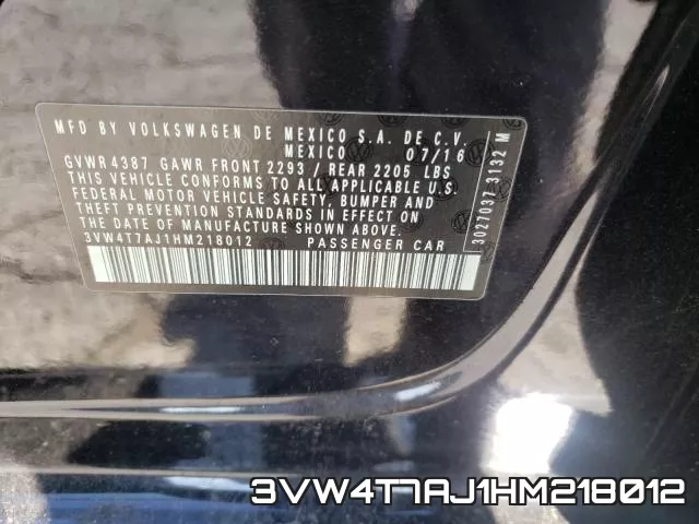 3VW4T7AJ1HM218012 фото 2
