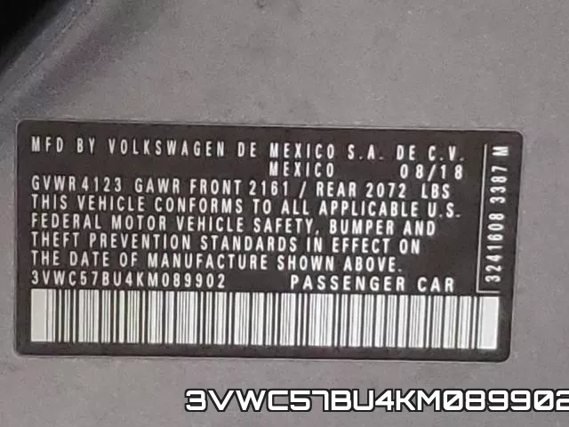 3VWC57BU4KM089902 фото 2