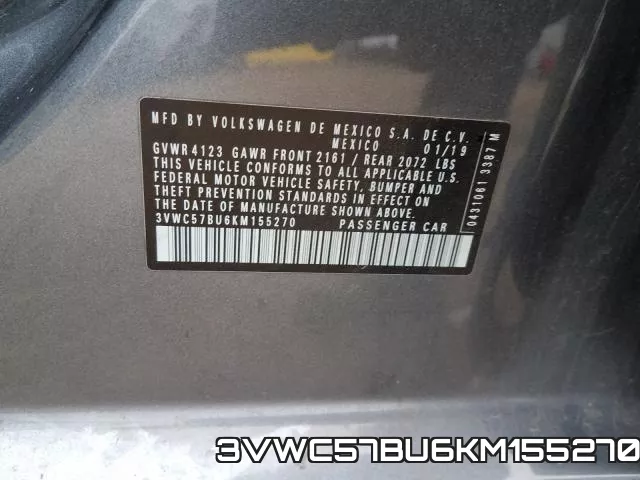 3VWC57BU6KM155270 фото 2