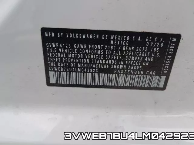 3VWEB7BU4LM042923 фото 2