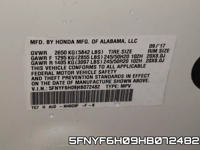 5FNYF6H09HB072482 фото 2