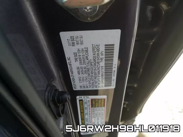 5J6RW2H98HL011918 фото 2