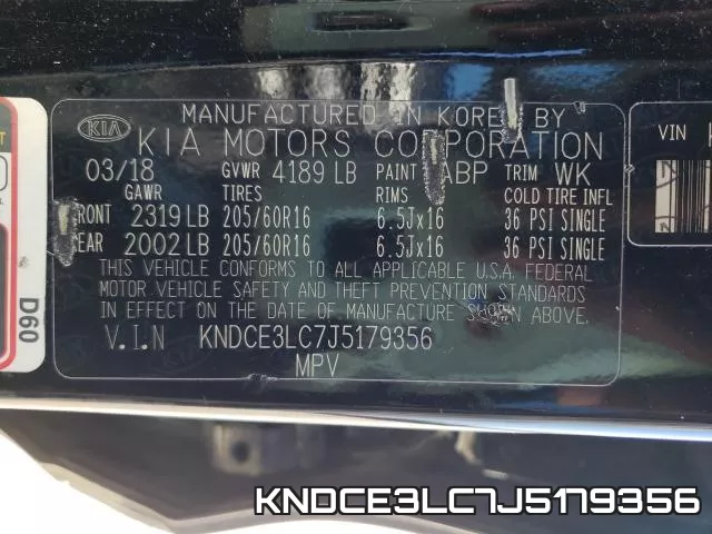 KNDCE3LC7J5179356 фото 2