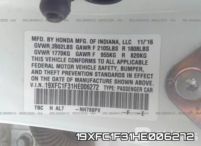 19XFC1F31HE006272 фото 10