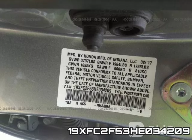 19XFC2F53HE034209 фото 10