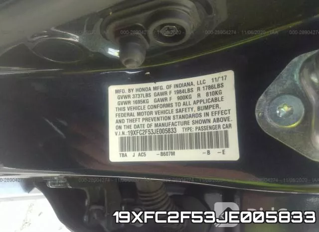 19XFC2F53JE005833 фото 10