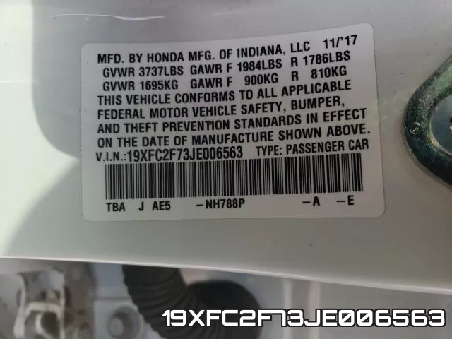 19XFC2F73JE006563 фото 2