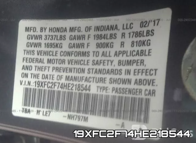 19XFC2F74HE218544 фото 10