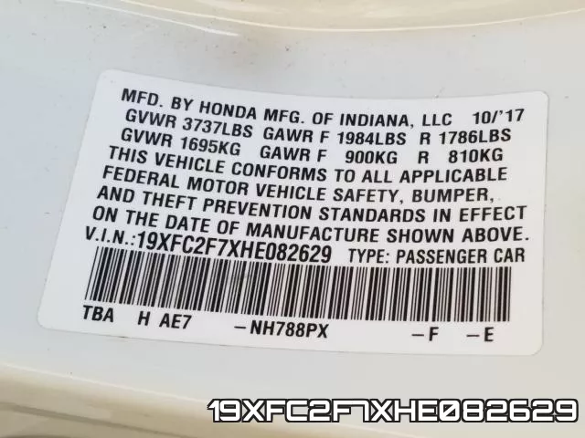 19XFC2F7XHE082629 фото 2