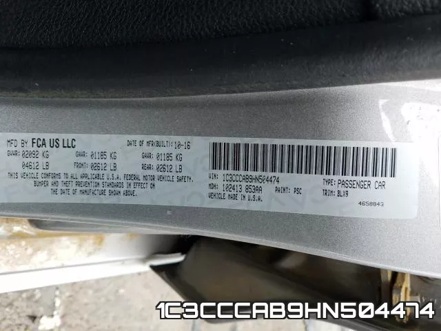 1C3CCCAB9HN504474 фото 2