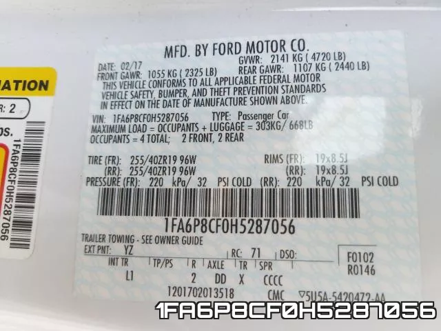 1FA6P8CF0H5287056 фото 2