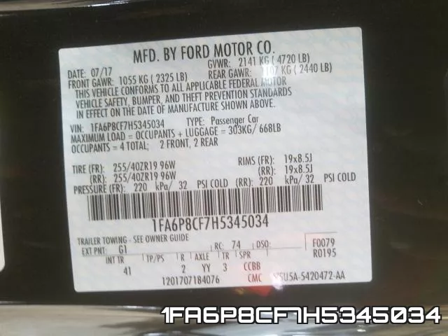 1FA6P8CF7H5345034 фото 2