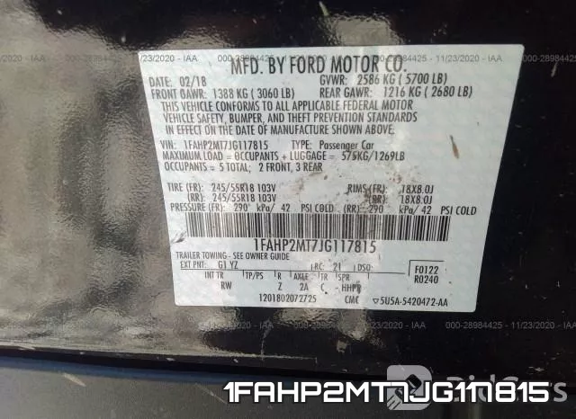 1FAHP2MT7JG117815 фото 8