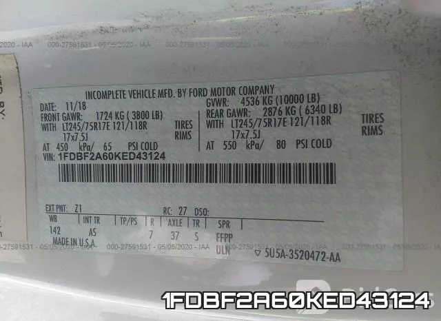 1FDBF2A60KED43124 фото 10