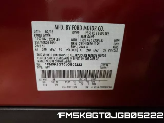 1FM5K8GT0JGB05222 фото 2
