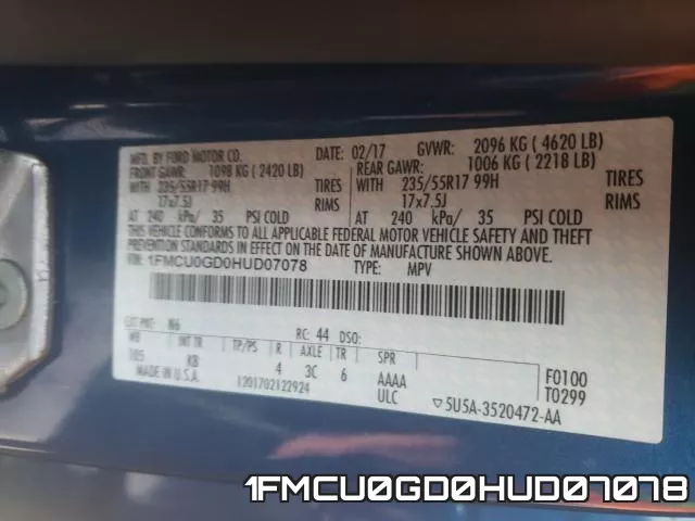 1FMCU0GD0HUD07078 фото 2