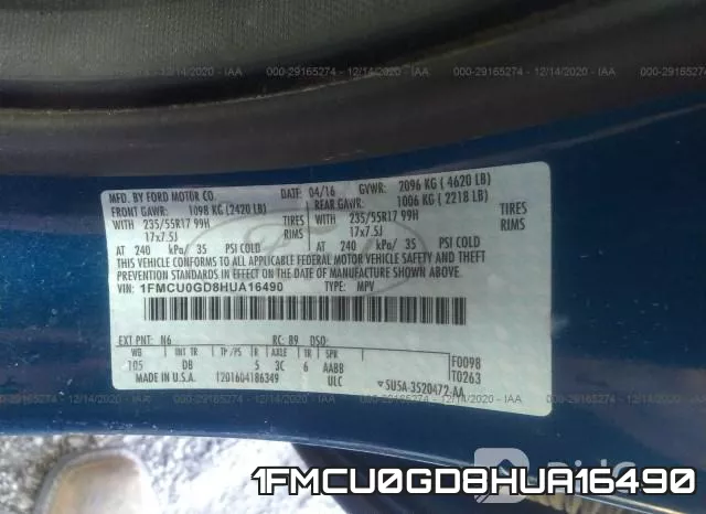1FMCU0GD8HUA16490 фото 10