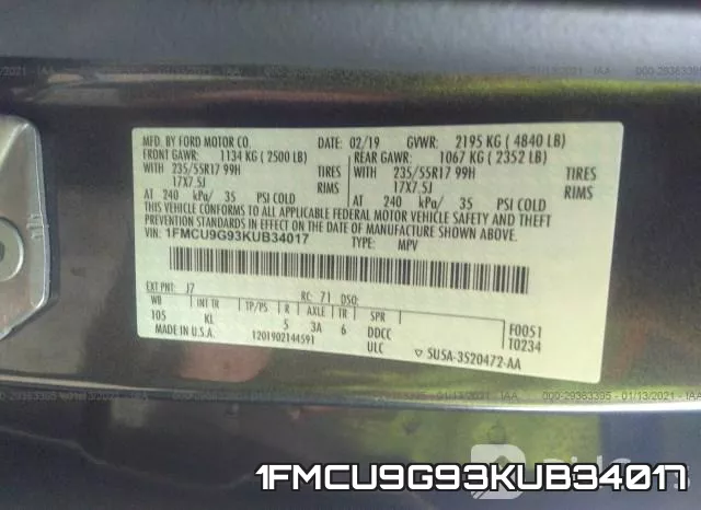1FMCU9G93KUB34017 фото 10