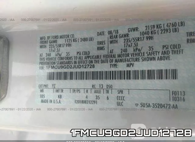 1FMCU9GD2JUD12728 фото 9