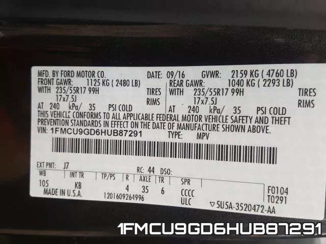 1FMCU9GD6HUB87291 фото 2