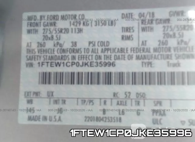 1FTEW1CP0JKE35996 фото 10