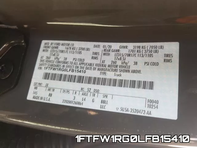 1FTFW1RG0LFB15410 фото 2