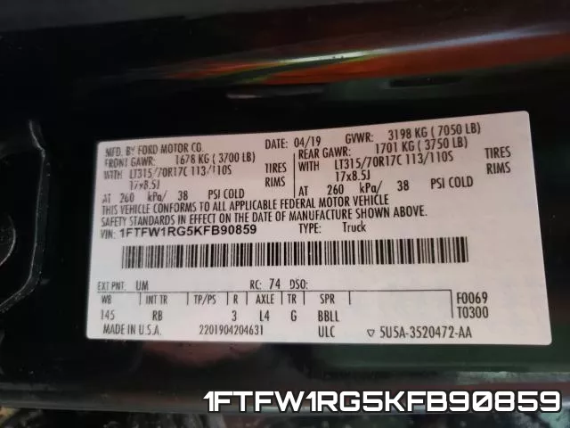 1FTFW1RG5KFB90859 фото 2