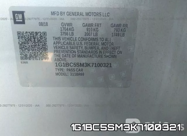 1G1BC5SM3K7100321 фото 10